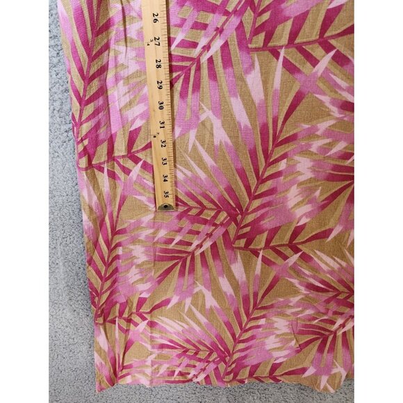 Caroline Kendrick Set Maxi Dress/Button Up Top Linen Blend Pink Tropical 14/M - Picture 6 of 16